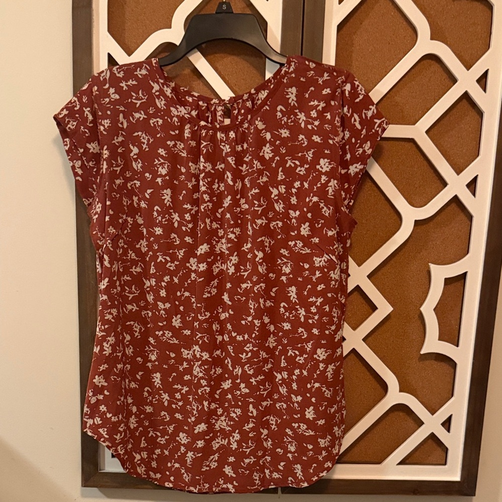 Fun 2 Fun Red Floral Blouse
